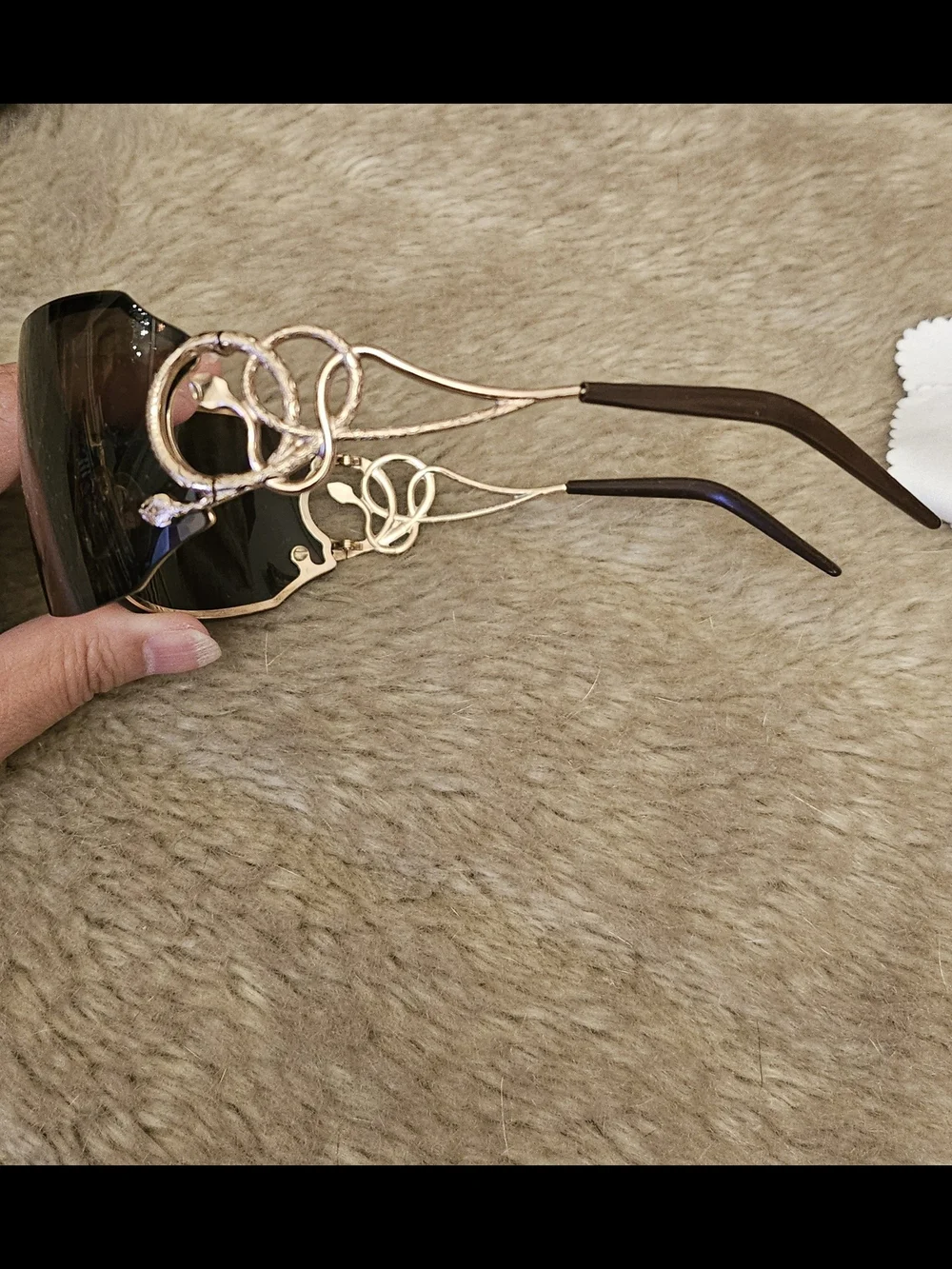 NEW Roberto Cavalli Cicno Serpent Sunglasses With Original Case, Literature Wipe